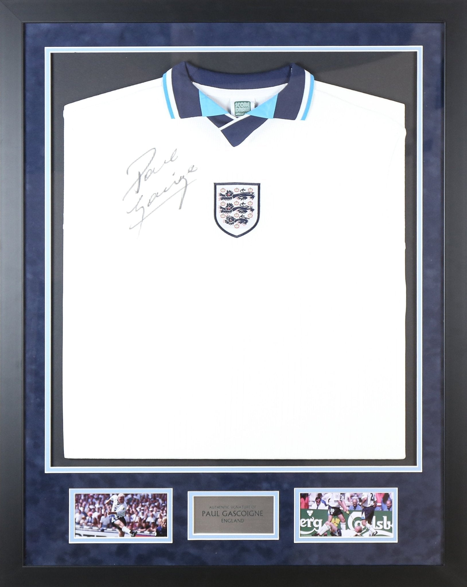Paul Gascoigne Signed England Shirt Framed Display - Memorabilia Framers Shop